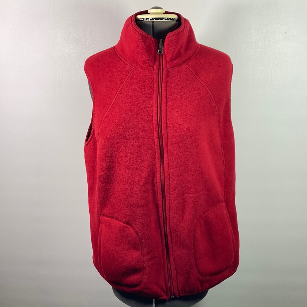 Laura Scott Red Fleece Zip-Up Vest